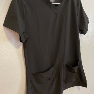 Heal Wear Size Small Black Short Sleeve V Neck Scrub Top